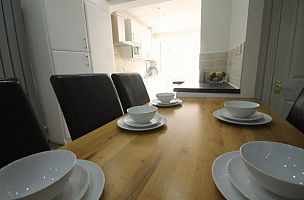Barker and Stone House Oak Table and Leather Chairs